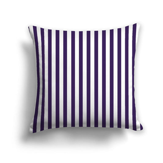 Off-White Cotton Canvas Cushion Covers with Thin Purple Bars on Front, CACU-CC-1143-241, 46 x 46 cm, 18 x 18 inches