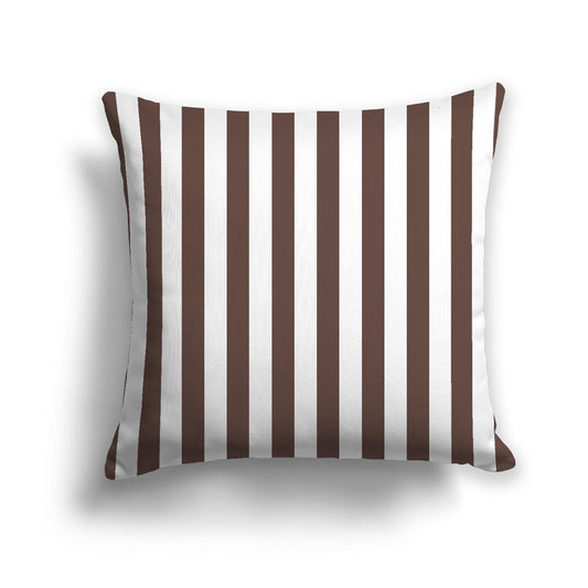 Off-White Cotton Canvas Cushion Covers with Brown Bars on Front, CACU-CC-1161-051, 46 x 46 cm, 18 x 18 inches