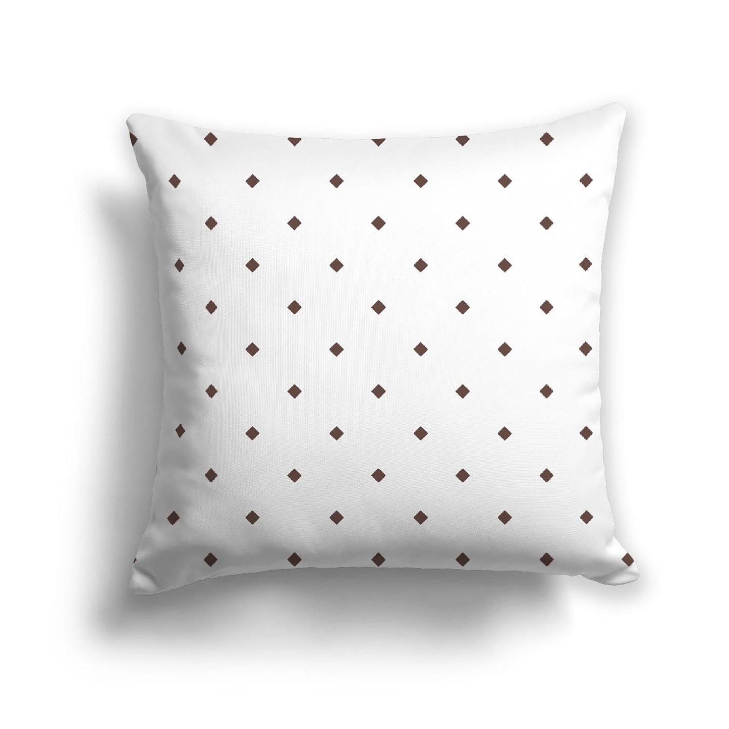 Off-White Cotton Canvas Cushion Covers with Brown Diamonds on Front, CACU-CC-1161-101, 46 x 46 cm, 18 x 18 inches