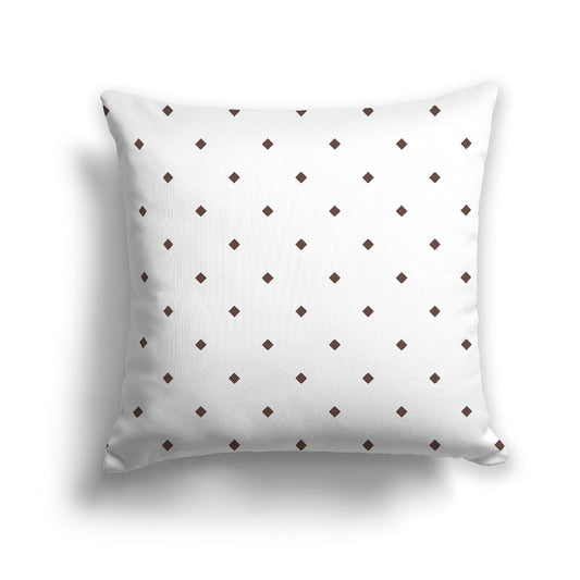 Off-White Cotton Canvas Cushion Covers with Brown Diamonds on Front, CACU-CC-1161-101, 46 x 46 cm, 18 x 18 inches
