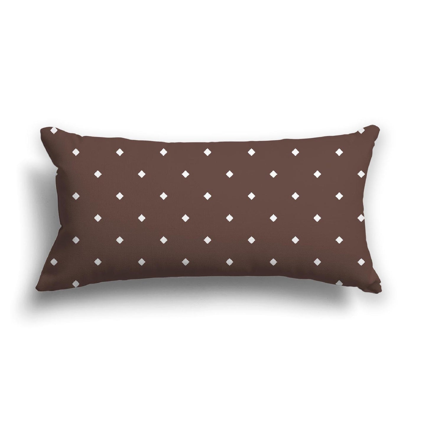 Brown Cotton Canvas Cushion Covers with Off-White Diamonds on Front, CACU-CC-1161-102, 61 x 30 cm, 24 x 12 inches