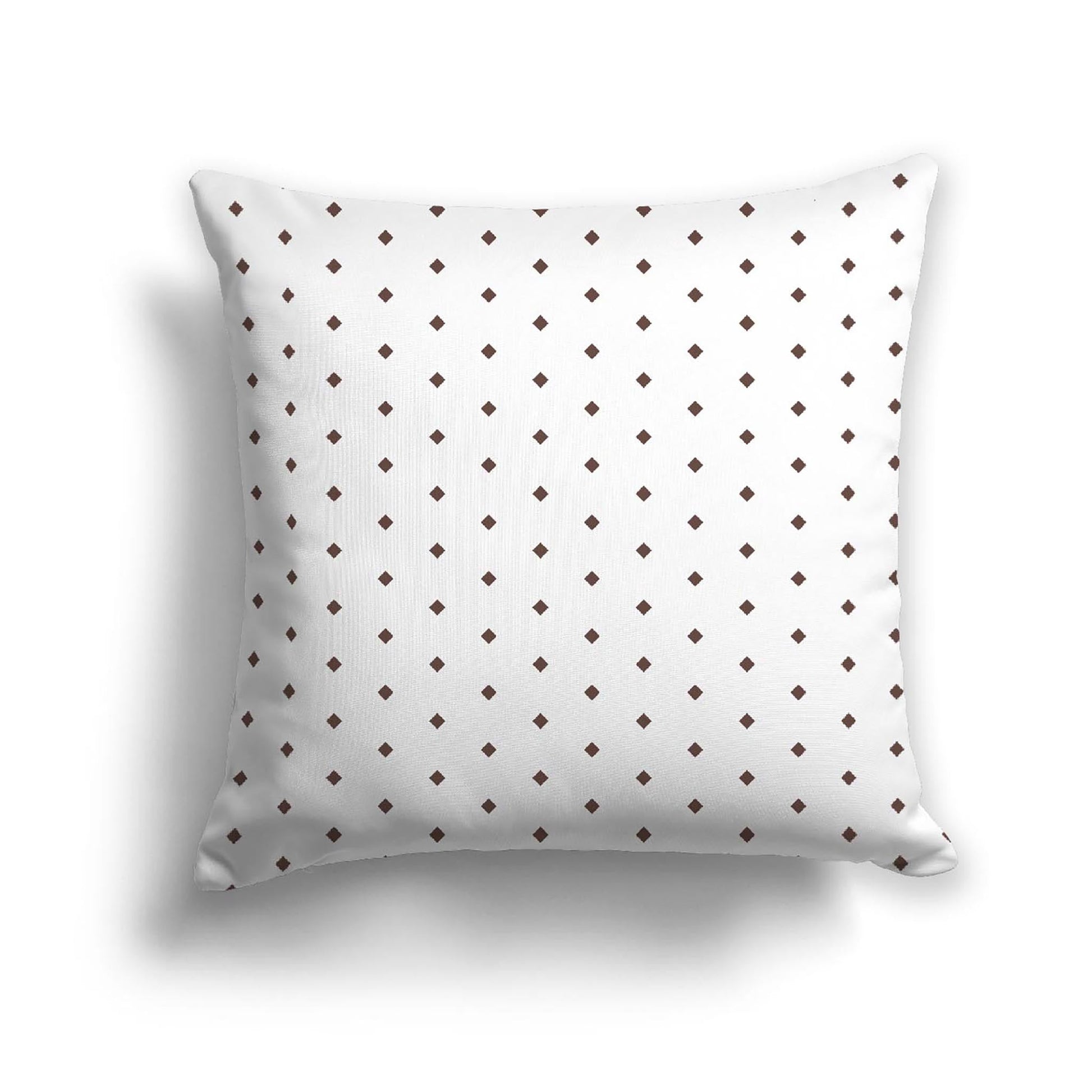 Off-White Cotton Canvas Cushion Covers with Fine Brown Diamonds on Front, CACU-CC-1161-111, 46 x 46 cm, 18 x 18 inches