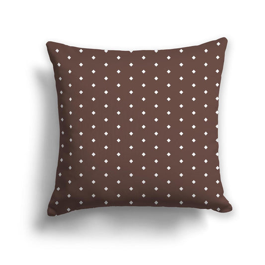 Brown Cotton Canvas Cushion Covers with Fine Off-White Diamonds on Front, CACU-CC-1161-112, 46 x 46 cm, 18 x 18 inches