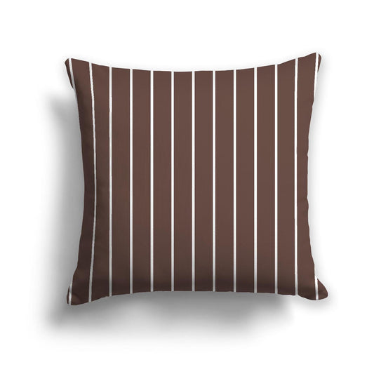 Brown Cotton Canvas Cushion Covers with Fine Off-White Stripes on Front, CACU-CC-1161-152, 46 x 46 cm, 18 x 18 inches