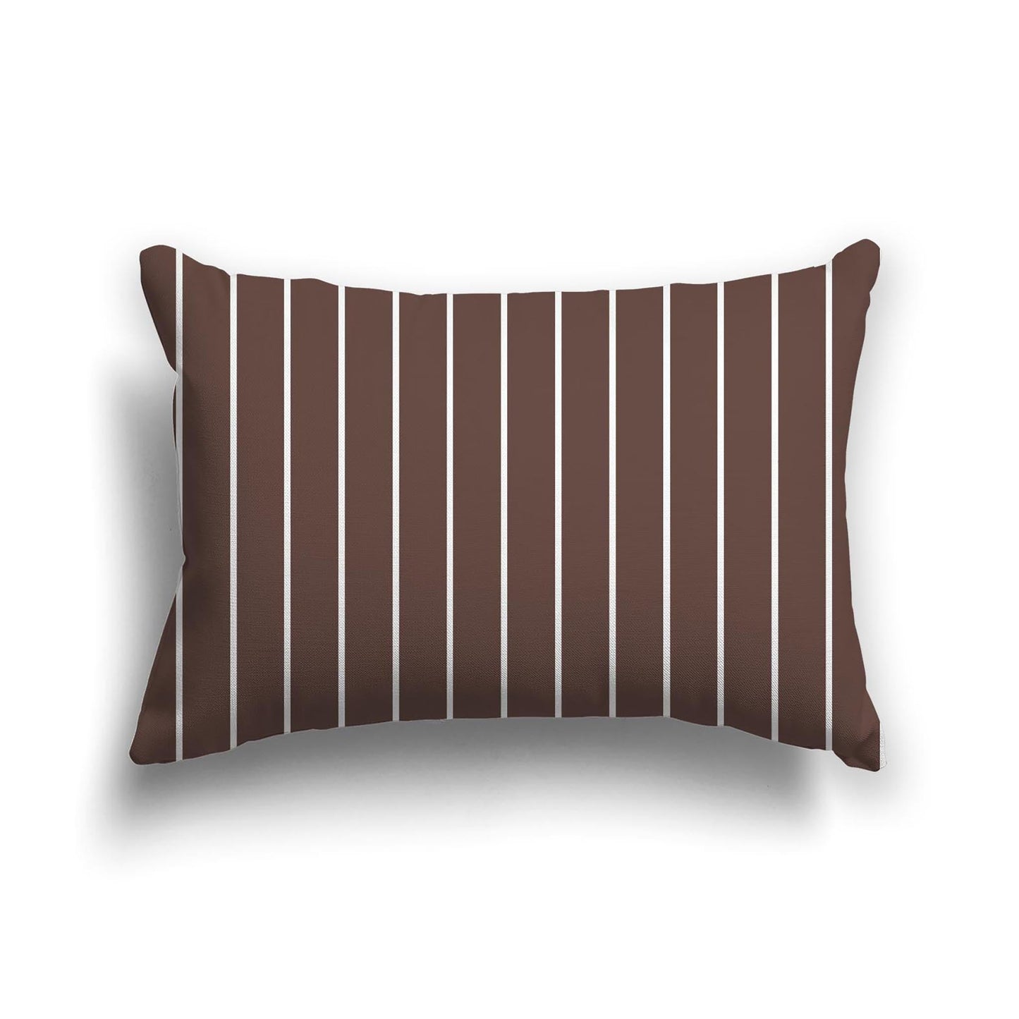 Brown Cotton Canvas Cushion Covers with Fine Off-White Stripes on Front, CACU-CC-1161-152, 51 x 36 cm, 20 x 14 inches