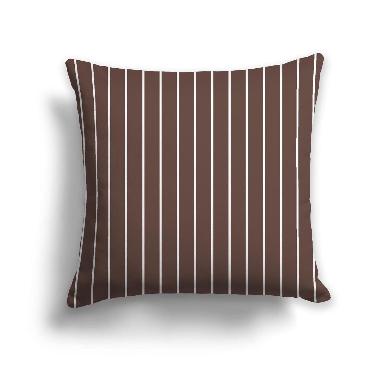 Brown Cotton Canvas Cushion Covers with Fine Off-White Stripes on Front, CACU-CC-1161-152, 56 x 56 cm, 22 x 22 inches