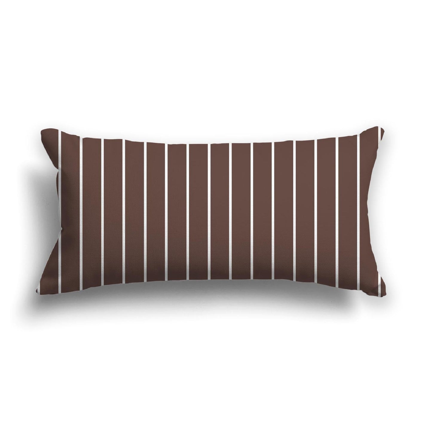 Brown Cotton Canvas Cushion Covers with Fine Off-White Stripes on Front, CACU-CC-1161-152, 61 x 30 cm, 24 x 12 inches