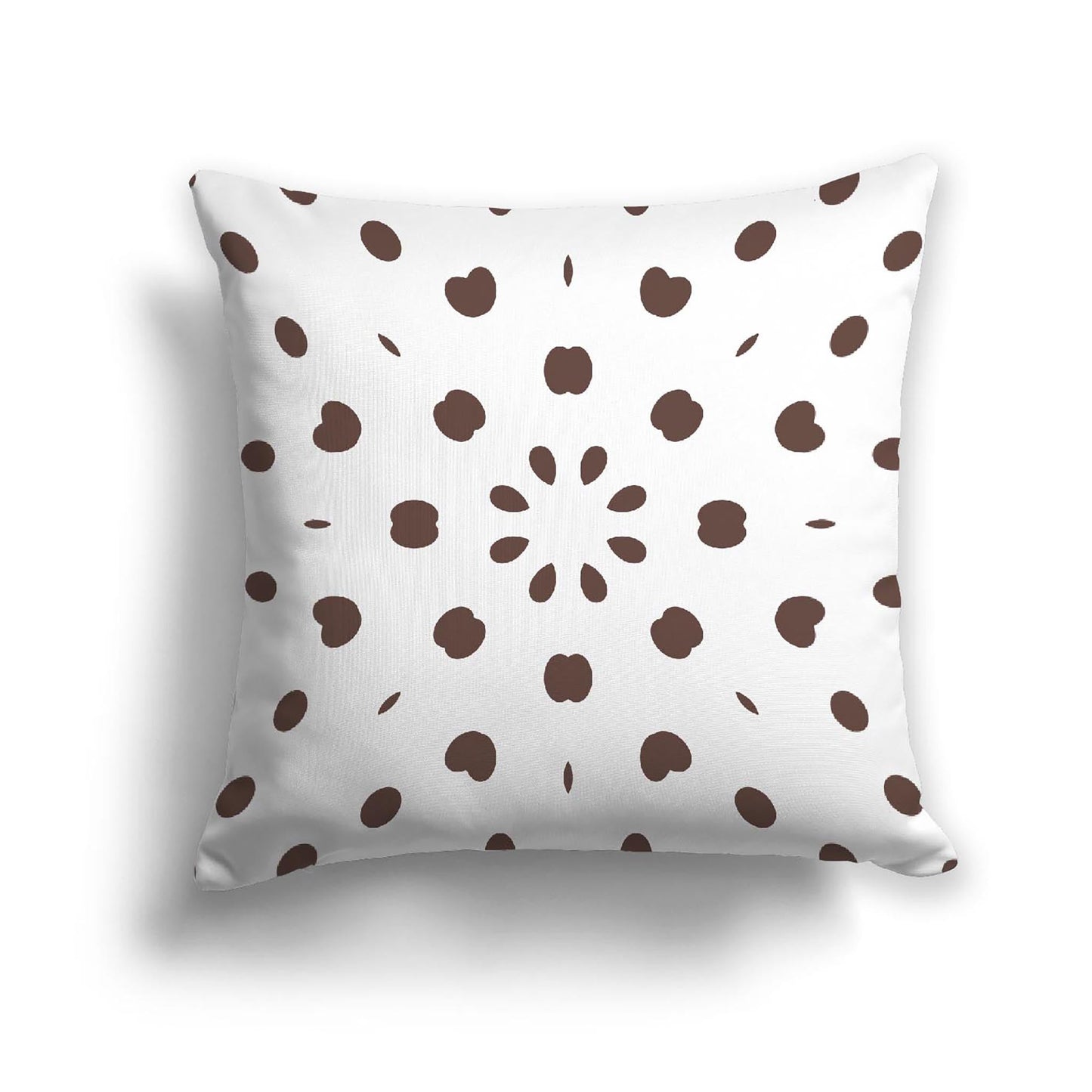 Off-White Cotton Canvas Cushion Covers with Brown Burst Pattern on Front, CACU-CC-1161-231, 46 x 46 cm, 18 x 18 inches
