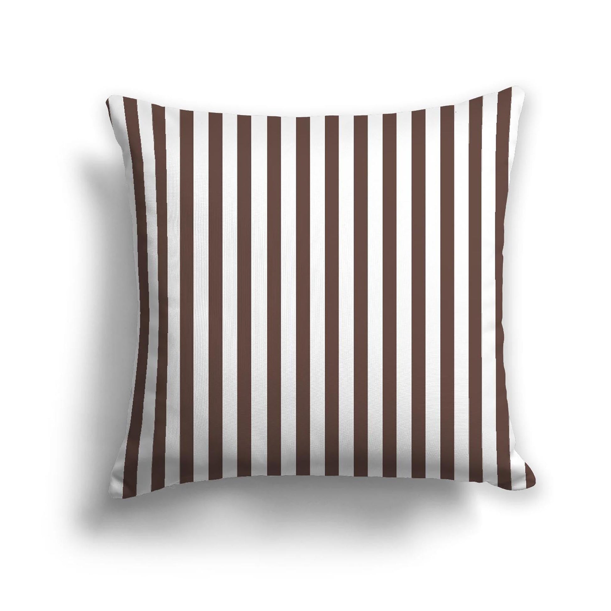 Off-White Cotton Canvas Cushion Covers with Thin Brown Bars on Front, CACU-CC-1161-241, 46 x 46 cm, 18 x 18 inches