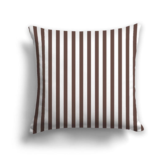 Off-White Cotton Canvas Cushion Covers with Thin Brown Bars on Front, CACU-CC-1161-241, 46 x 46 cm, 18 x 18 inches
