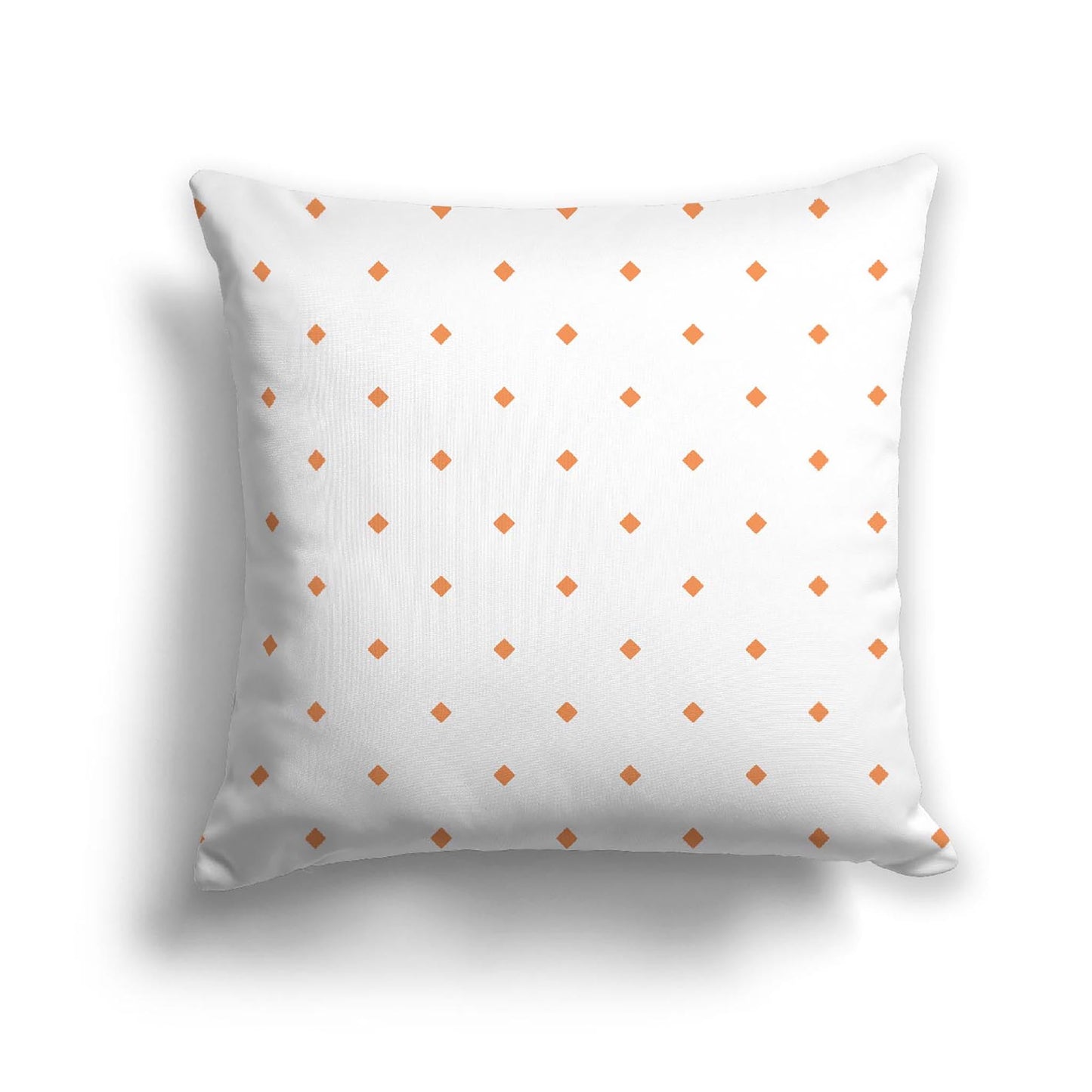 Off-White Cotton Canvas Cushion Covers with Orange Diamonds on Front, CACU-CC-1181-101, 46 x 46 cm, 18 x 18 inches