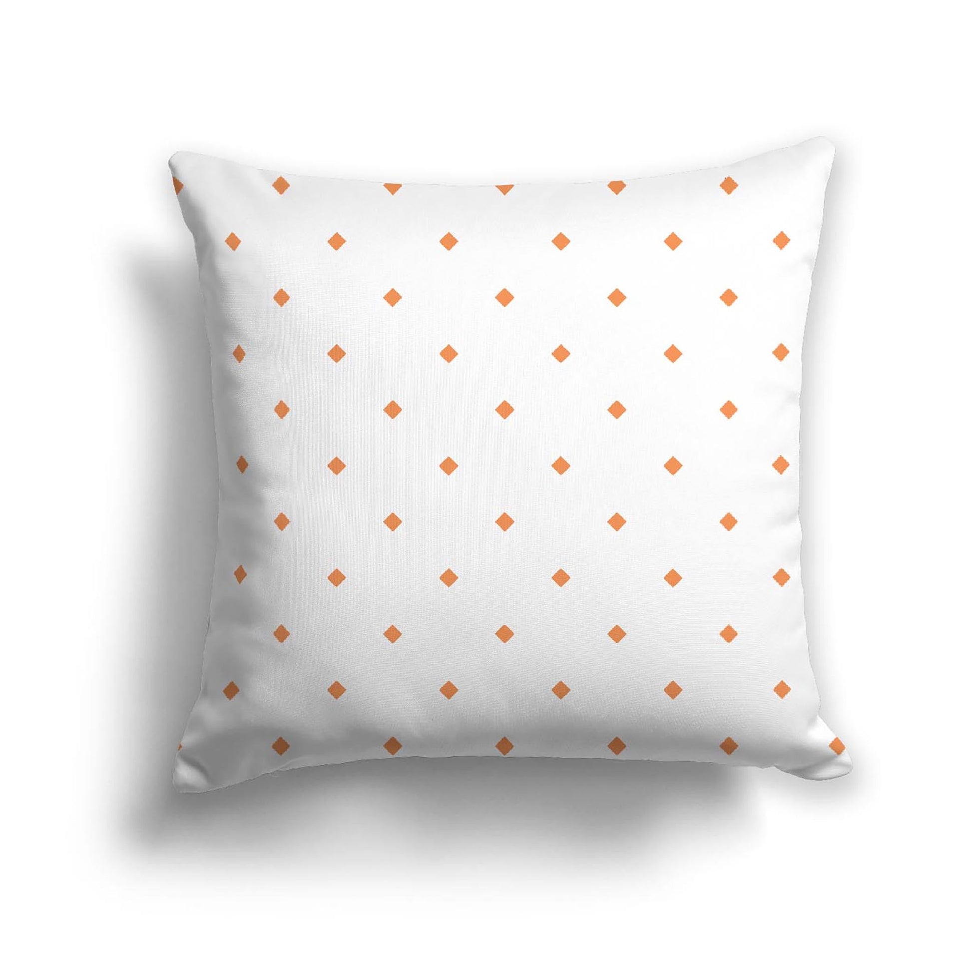 Off-White Cotton Canvas Cushion Covers with Orange Diamonds on Front, CACU-CC-1181-101, 46 x 46 cm, 18 x 18 inches