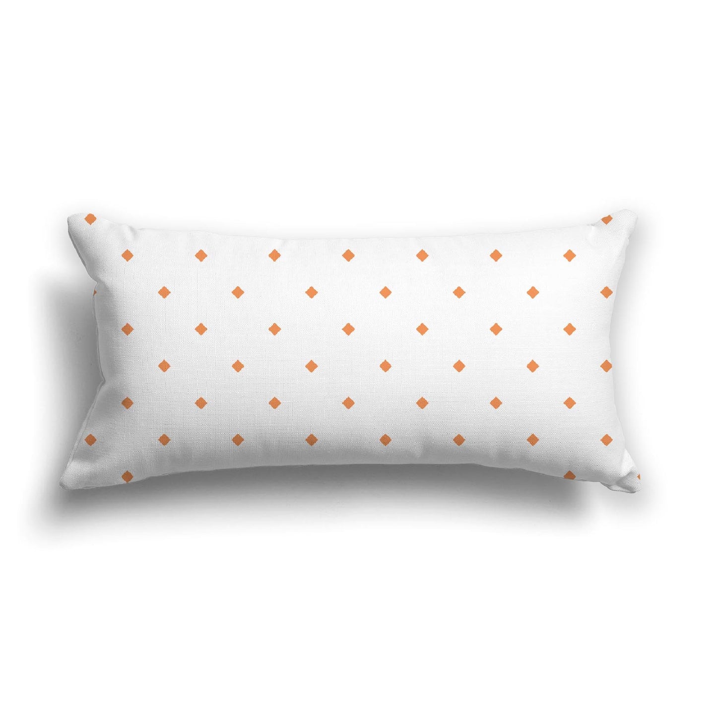 Off-White Cotton Canvas Cushion Covers with Orange Diamonds on Front, CACU-CC-1181-101, 61 x 30 cm, 24 x 12 inches