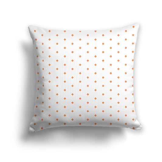 Off-White Cotton Canvas Cushion Covers with Fine Orange Diamonds on Front, CACU-CC-1181-111, 46 x 46 cm, 18 x 18 inches