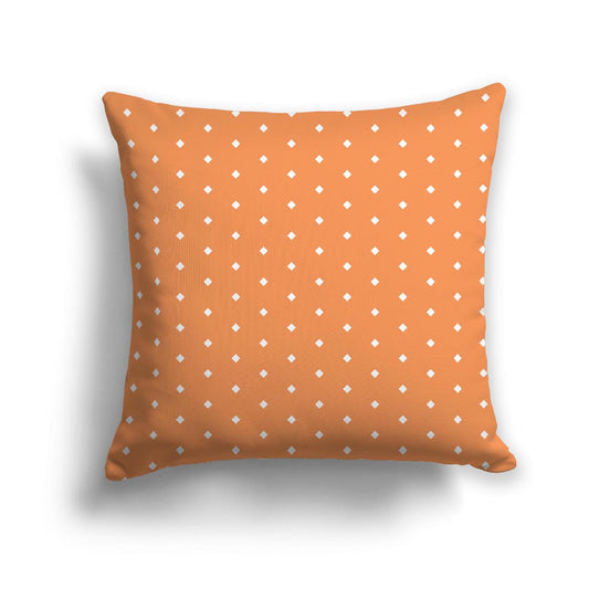Orange Cotton Canvas Cushion Covers with Fine Off-White Diamonds on Front, CACU-CC-1181-112, 46 x 46 cm, 18 x 18 inches