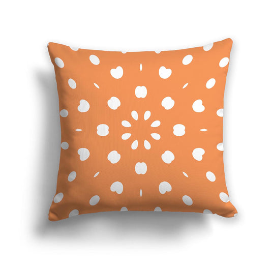 Orange Cotton Canvas Cushion Covers with Off-White Burst Pattern on Front, CACU-CC-1181-232, 46 x 46 cm, 18 x 18 inches
