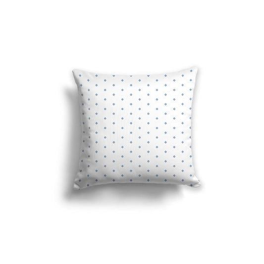 Off-White Cotton Canvas Cushion Covers with Fine Blue Diamonds on Front, CACU-CC-1231-111, 46 x 46 cm, 18 x 18 inches