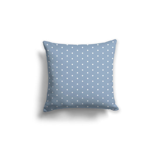 Blue Cotton Canvas Cushion Covers with Fine Off-White Diamonds on Front, CACU-CC-1231-112, 46 x 46 cm, 18 x 18 inches
