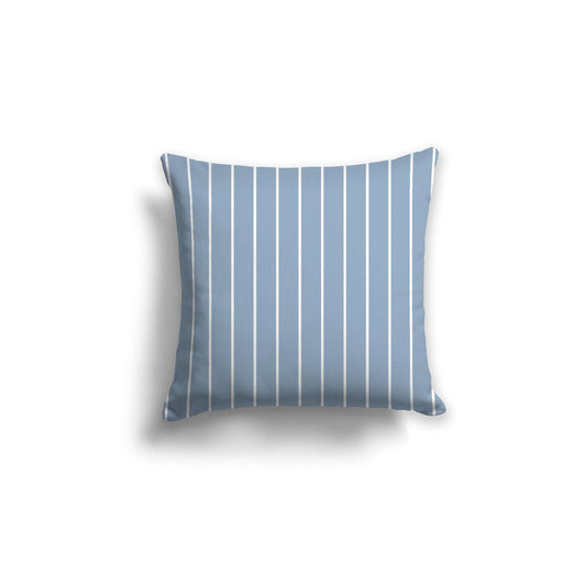 Blue Cotton Canvas Cushion Covers with Fine Off-White Stripes on Front, CACU-CC-1231-152, 46 x 46 cm, 18 x 18 inches
