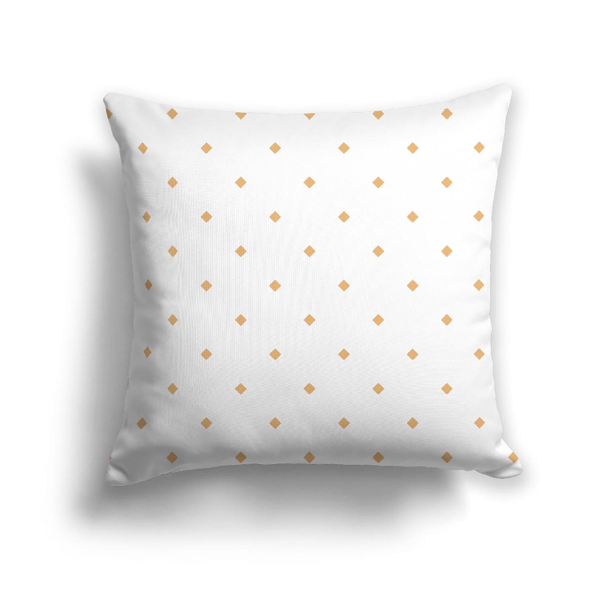 Off-White Cotton Canvas Cushion Covers with Orange Diamonds on Front, CACU-CC-1232-101, 46 x 46 cm, 18 x 18 inches