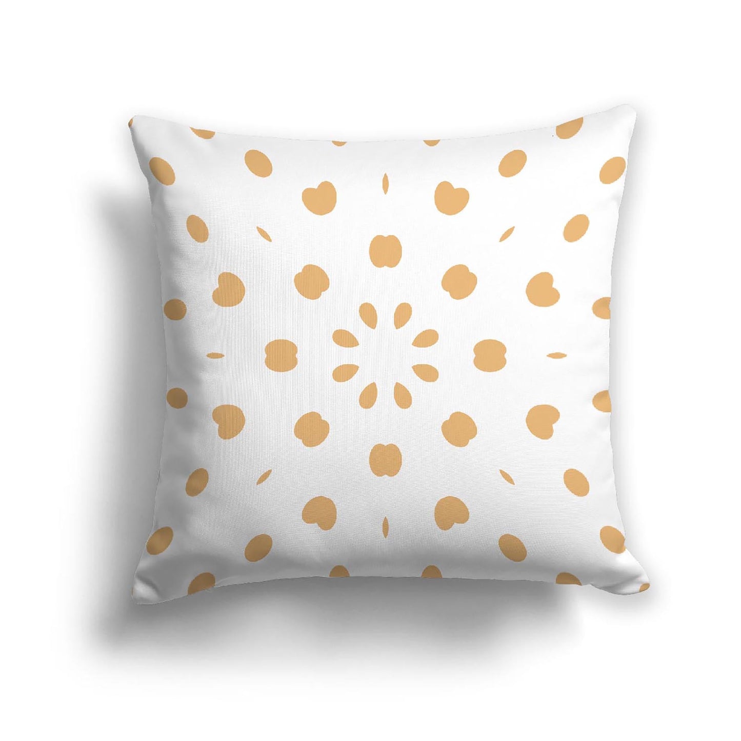 Off-White Cotton Canvas Cushion Covers with Orange Burst Pattern on Front, CACU-CC-1232-231, 46 x 46 cm, 18 x 18 inches