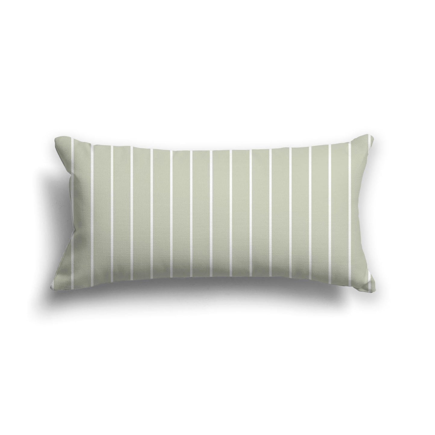 Pale Green Cotton Canvas Cushion Covers with Fine Off-White Stripes on Front, CACU-CC-1241-152, 61 x 30 cm, 24 x 12 inches