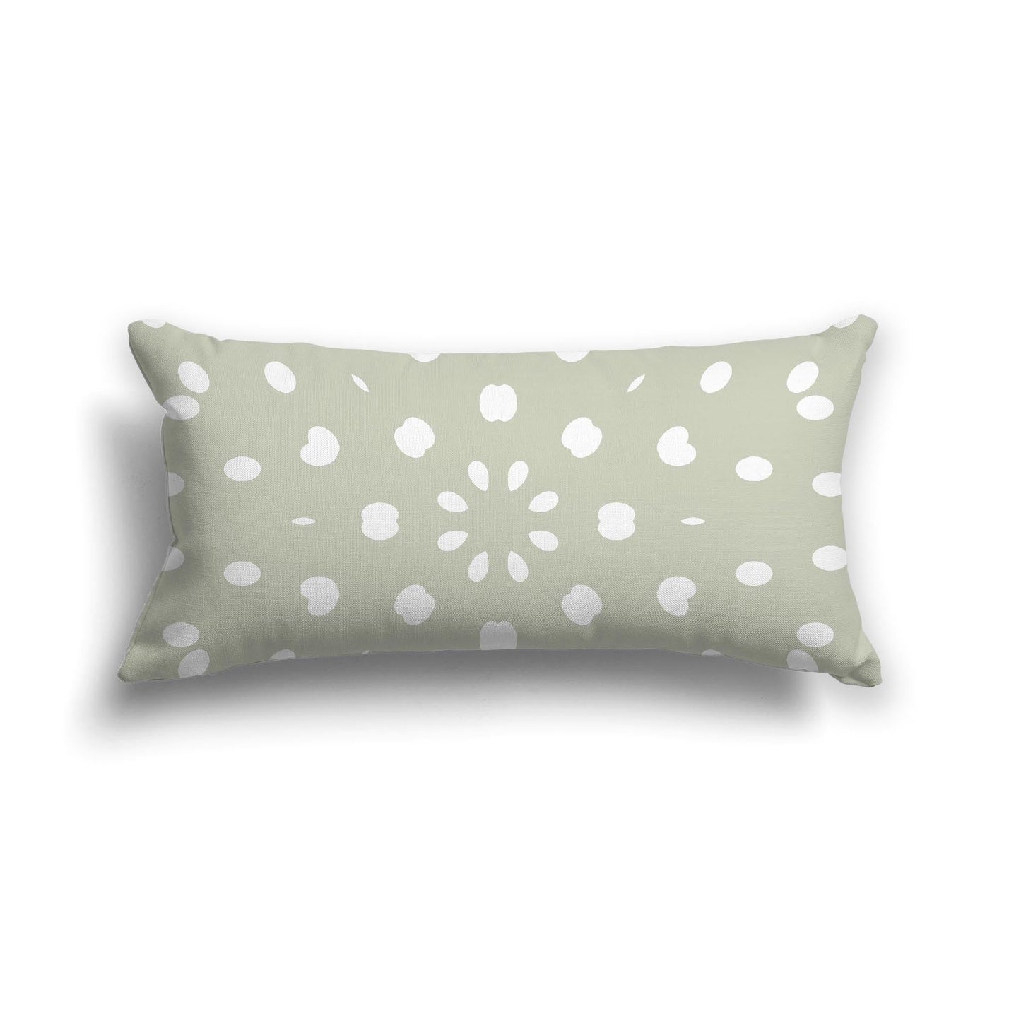 Pale Green Cotton Canvas Cushion Covers with Off-White Burst Pattern on Front, CACU-CC-1241-232, 61 x 30 cm, 24 x 12 inches
