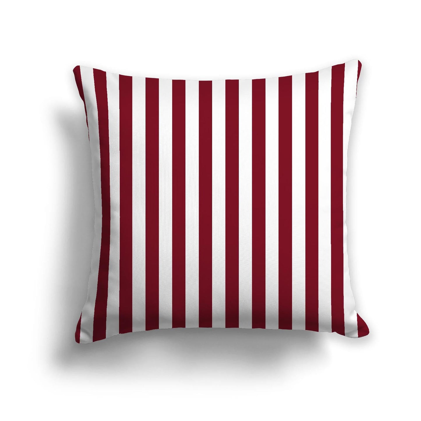 Off-White Cotton Canvas Cushion Covers with Burgundy Red Bars on Front, CACU-CC-1281-051, 56 x 56 cm, 22 x 22 inches