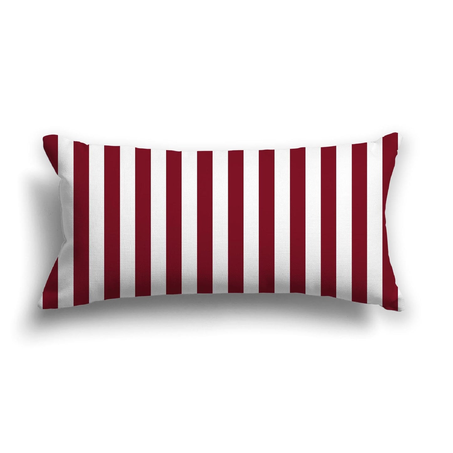 Off-White Cotton Canvas Cushion Covers with Burgundy Red Bars on Front, CACU-CC-1281-051, 61 x 30 cm, 24 x 12 inches