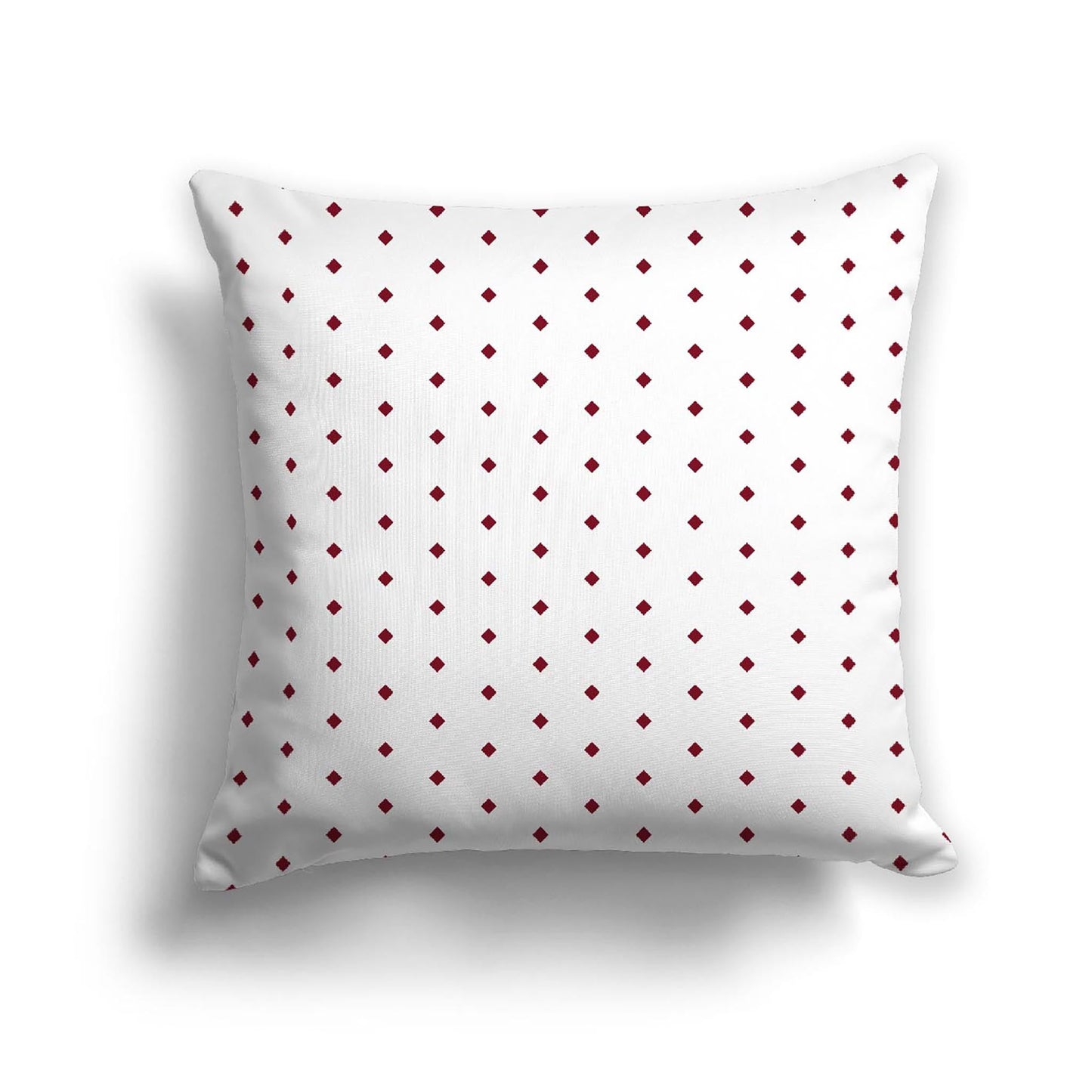 Off-White Cotton Canvas Cushion Covers with Fine Burgundy Red Diamonds on Front, CACU-CC-1281-111, 46 x 46 cm, 18 x 18 inches