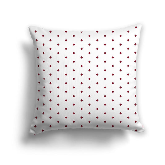 Off-White Cotton Canvas Cushion Covers with Fine Burgundy Red Diamonds on Front, CACU-CC-1281-111, 46 x 46 cm, 18 x 18 inches