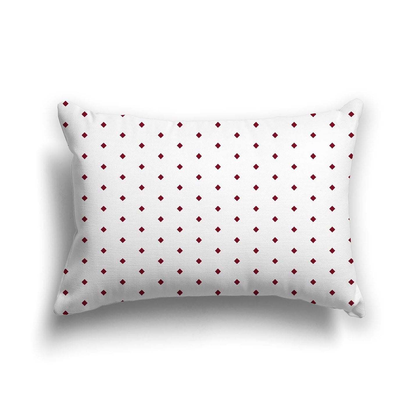 Off-White Cotton Canvas Cushion Covers with Fine Burgundy Red Diamonds on Front, CACU-CC-1281-111, 51 x 36 cm, 20 x 14 inches
