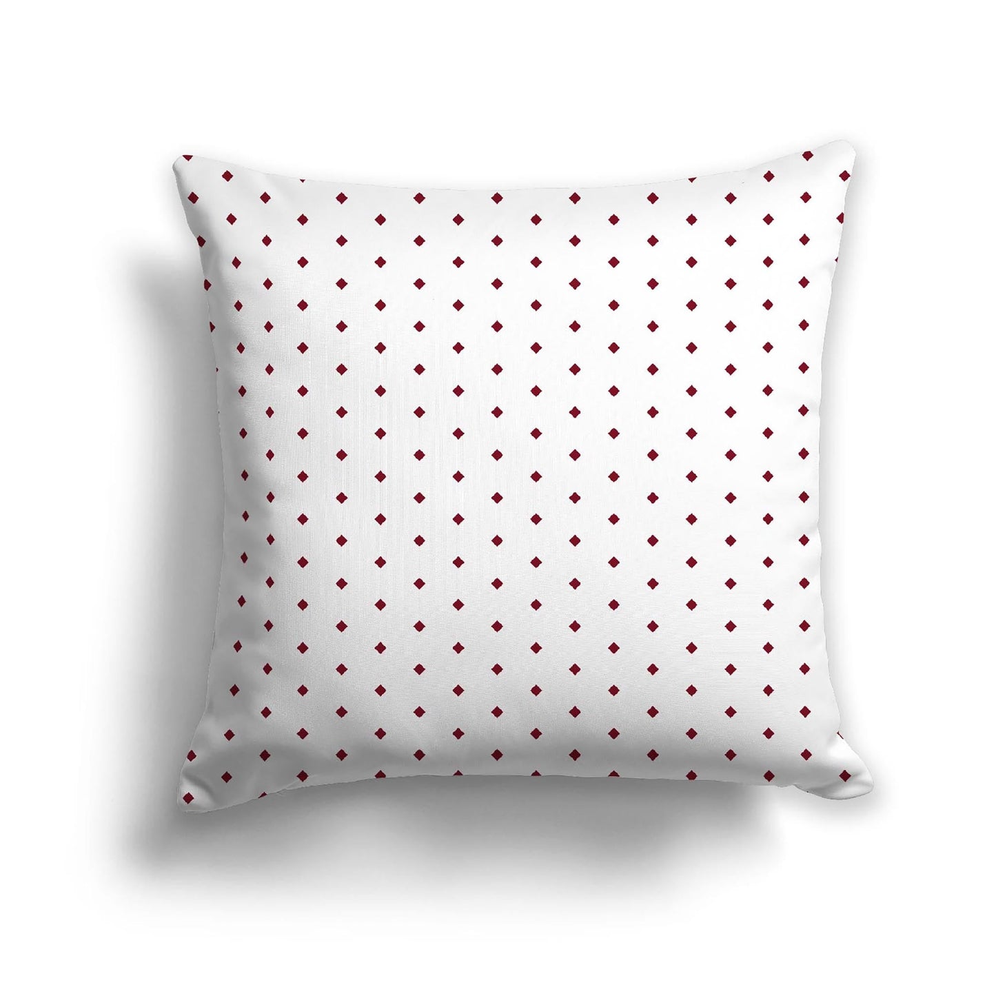 Off-White Cotton Canvas Cushion Covers with Fine Burgundy Red Diamonds on Front, CACU-CC-1281-111, 56 x 56 cm, 22 x 22 inches