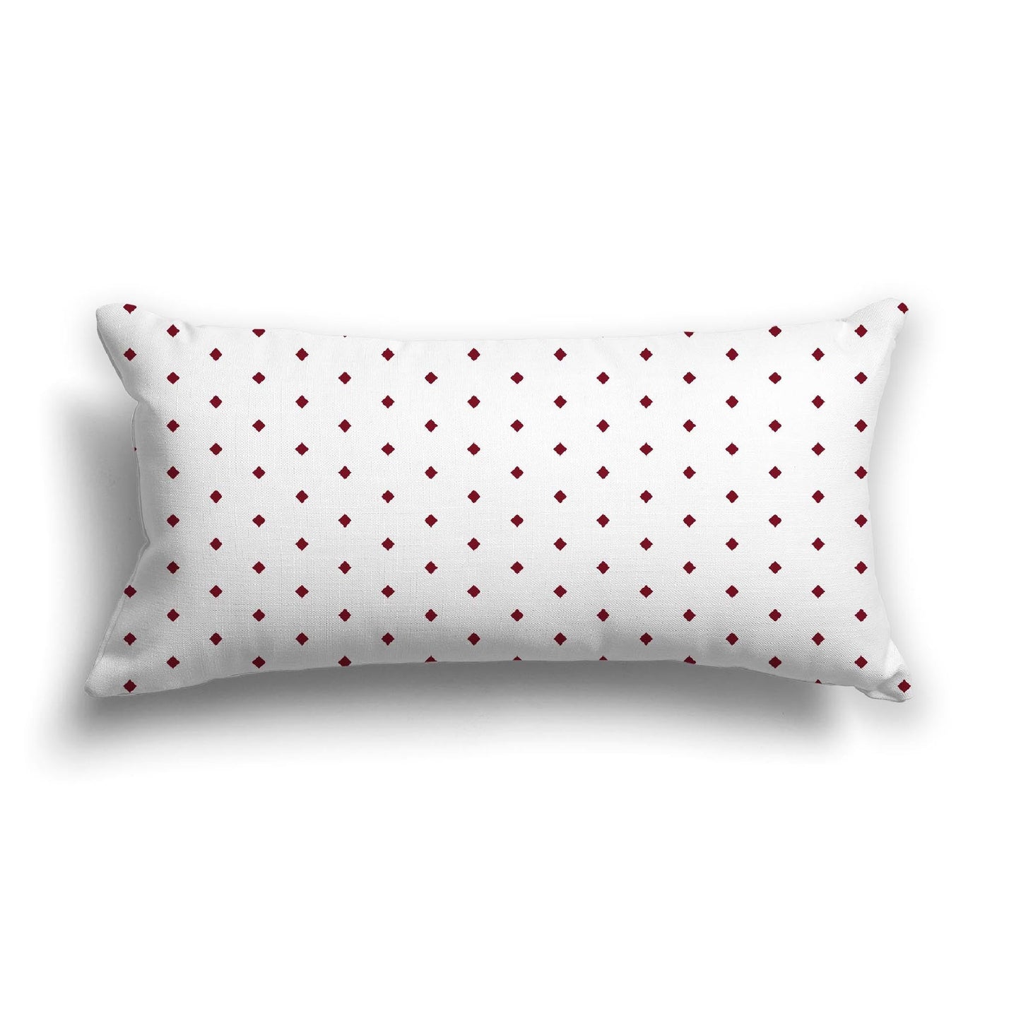 Off-White Cotton Canvas Cushion Covers with Fine Burgundy Red Diamonds on Front, CACU-CC-1281-111, 61 x 30 cm, 24 x 12 inches