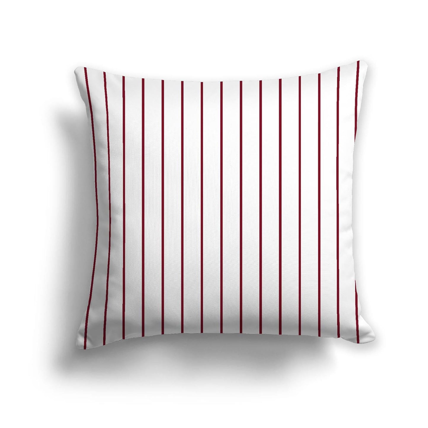 Off-White Cotton Canvas Cushion Covers with Fine Burgundy Red Stripes on Front, CACU-CC-1281-151, 56 x 56 cm, 22 x 22 inches