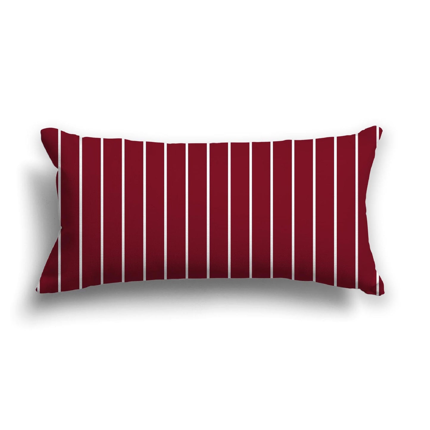 Burgundy Red Cotton Canvas Cushion Covers with Fine Off-White Stripes on Front, CACU-CC-1281-152, 61 x 30 cm, 24 x 12 inches