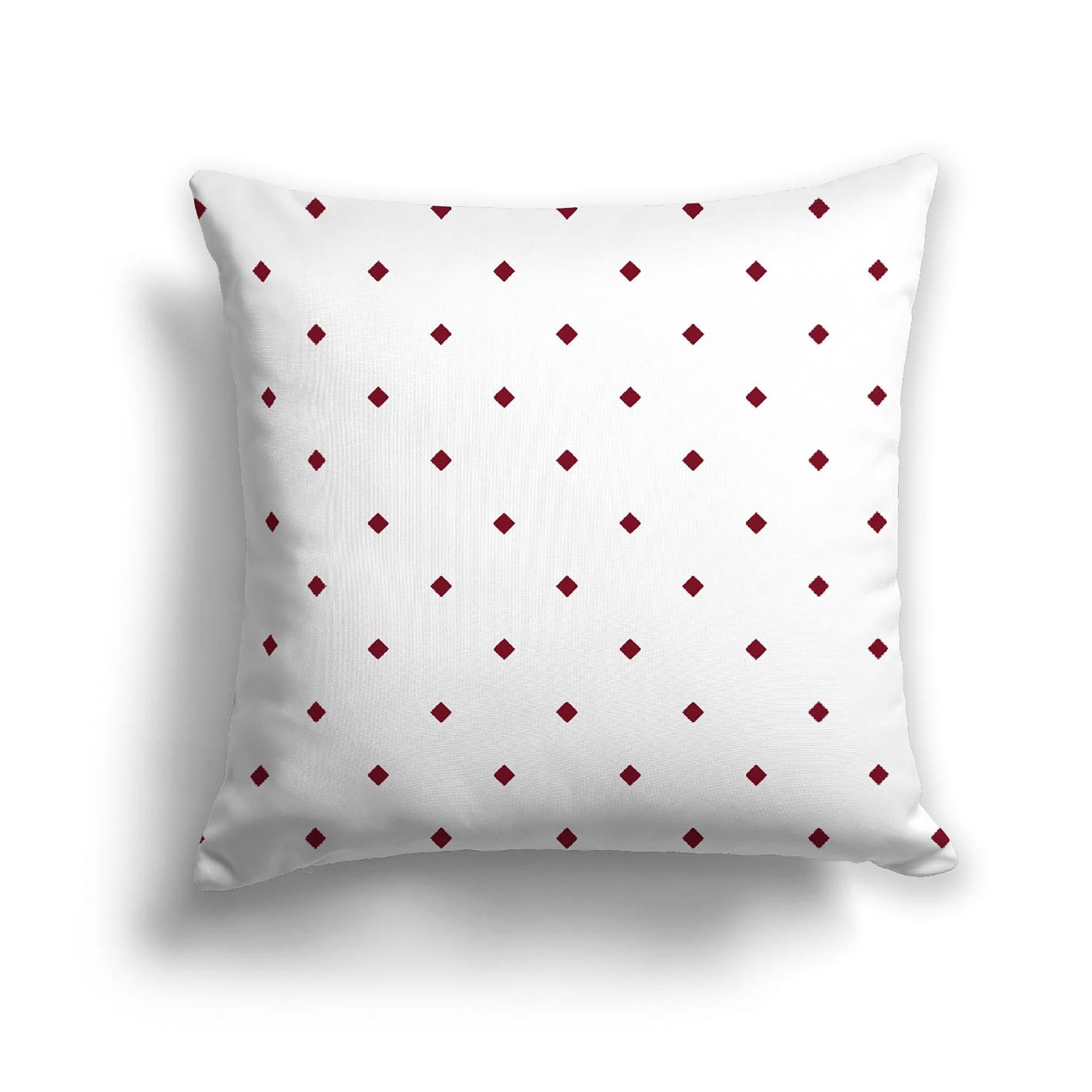 Off-White Cotton Canvas Cushion Covers with Burgundy Red Diamonds on Front, CACU-CC-1281-101, 46 x 46 cm, 18 x 18 inches