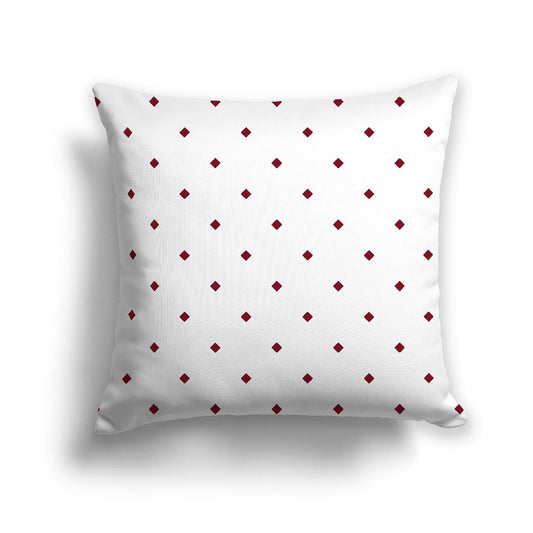 Off-White Cotton Canvas Cushion Covers with Burgundy Red Diamonds on Front, CACU-CC-1281-101, 46 x 46 cm, 18 x 18 inches