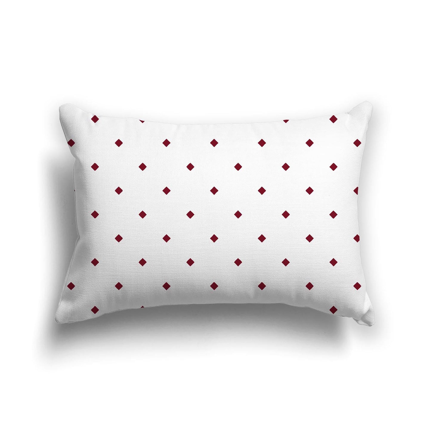 Off-White Cotton Canvas Cushion Covers with Burgundy Red Diamonds on Front, CACU-CC-1281-101, 51 x 36 cm, 20 x 14 inches