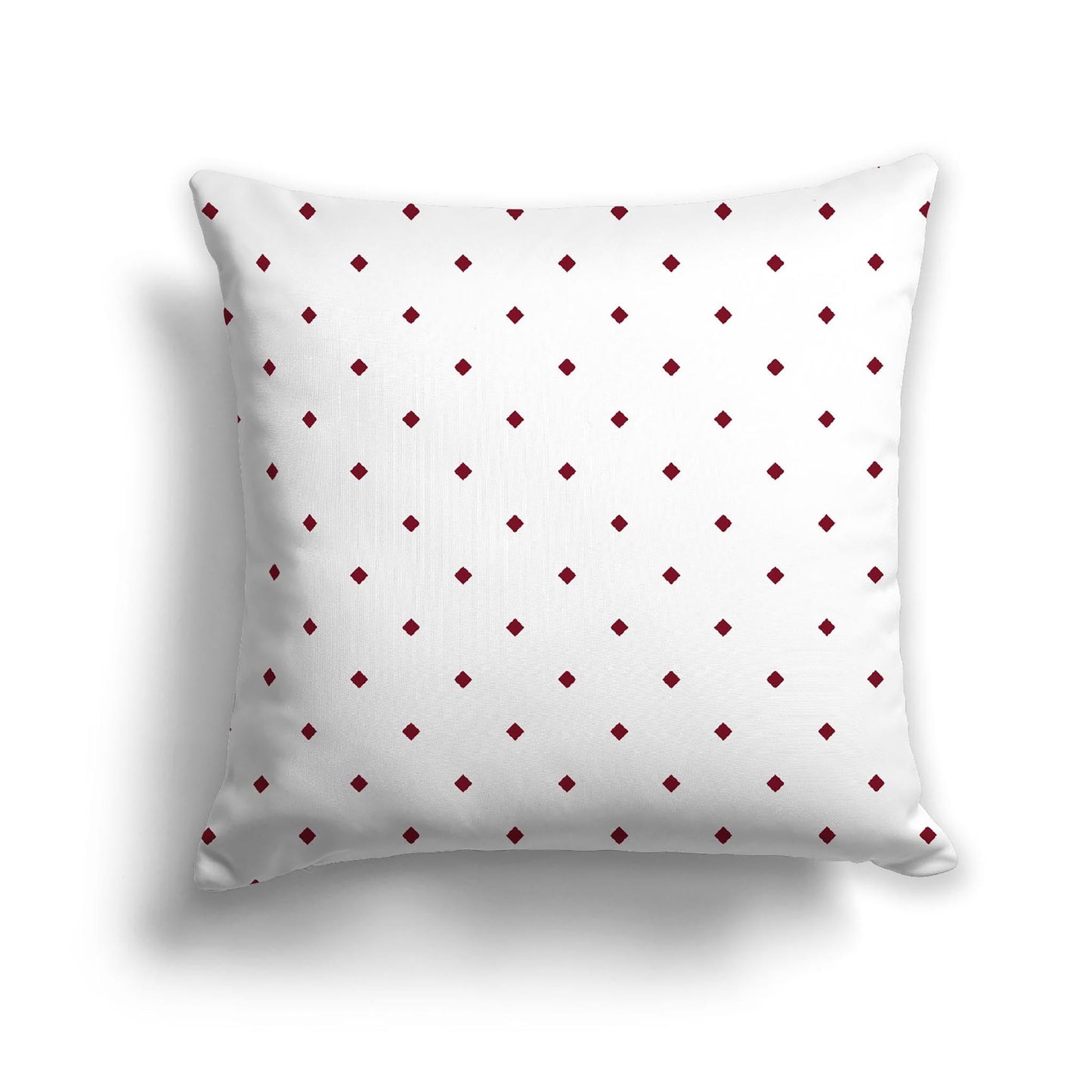 Off-White Cotton Canvas Cushion Covers with Burgundy Red Diamonds on Front, CACU-CC-1281-101, 56 x 56 cm, 22 x 22 inches