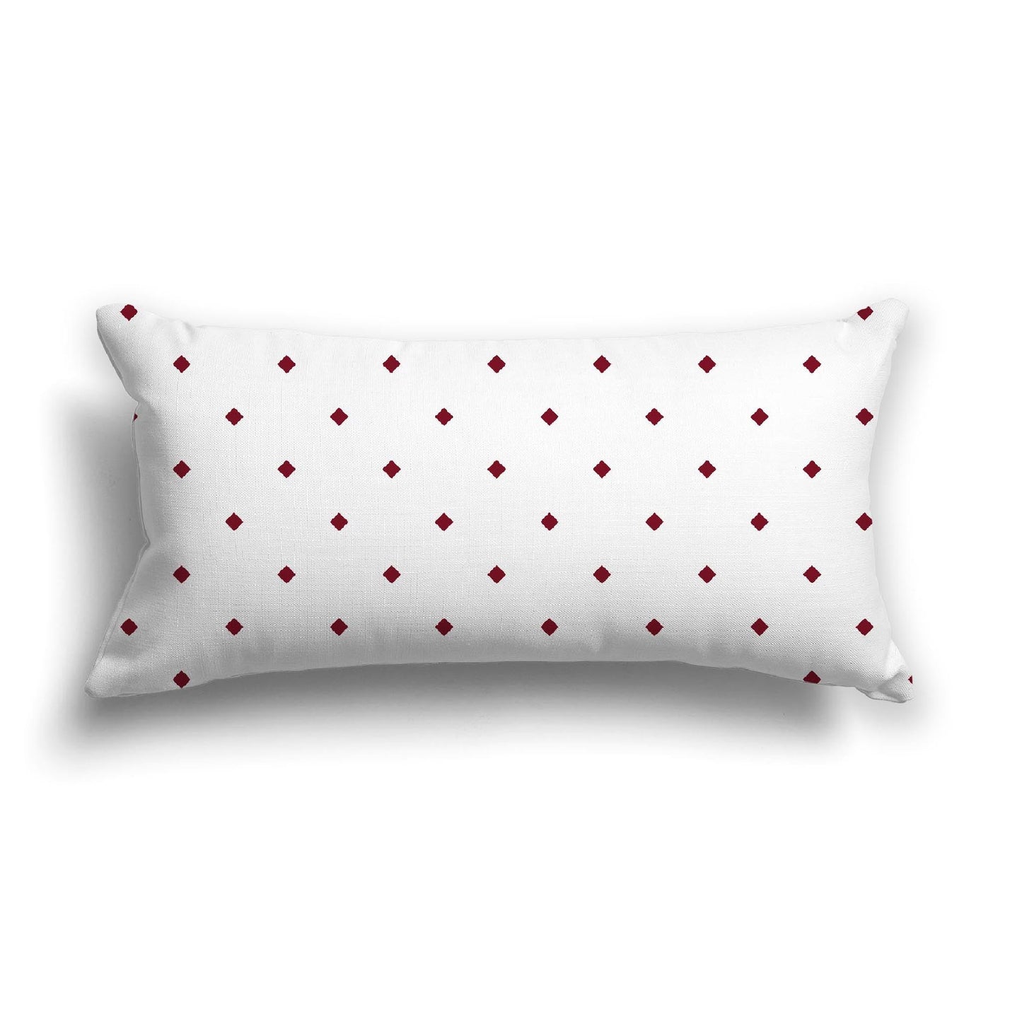 Off-White Cotton Canvas Cushion Covers with Burgundy Red Diamonds on Front, CACU-CC-1281-101, 61 x 30 cm, 24 x 12 inches