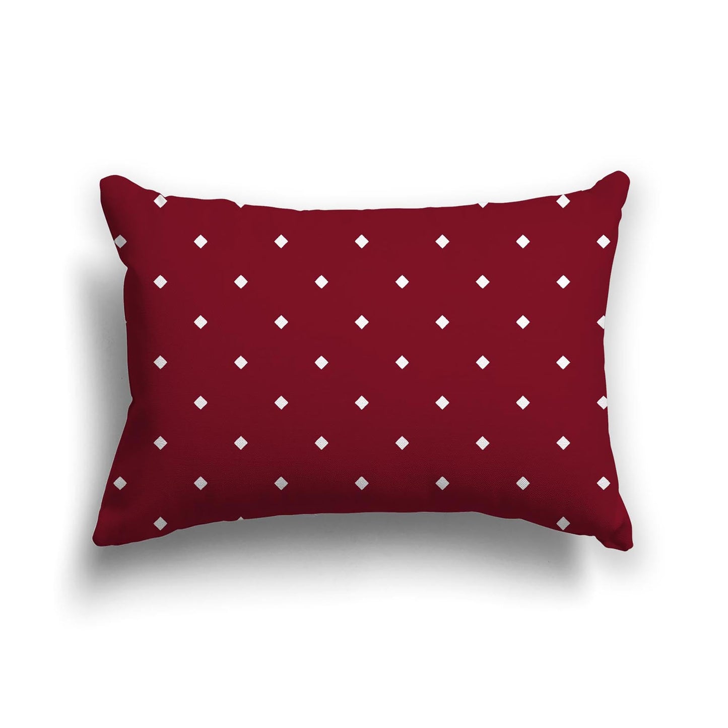 Burgundy Red Cotton Canvas Cushion Covers with Off-White Diamonds on Front, CACU-CC-1281-102, 51 x 36 cm, 20 x 14 inches