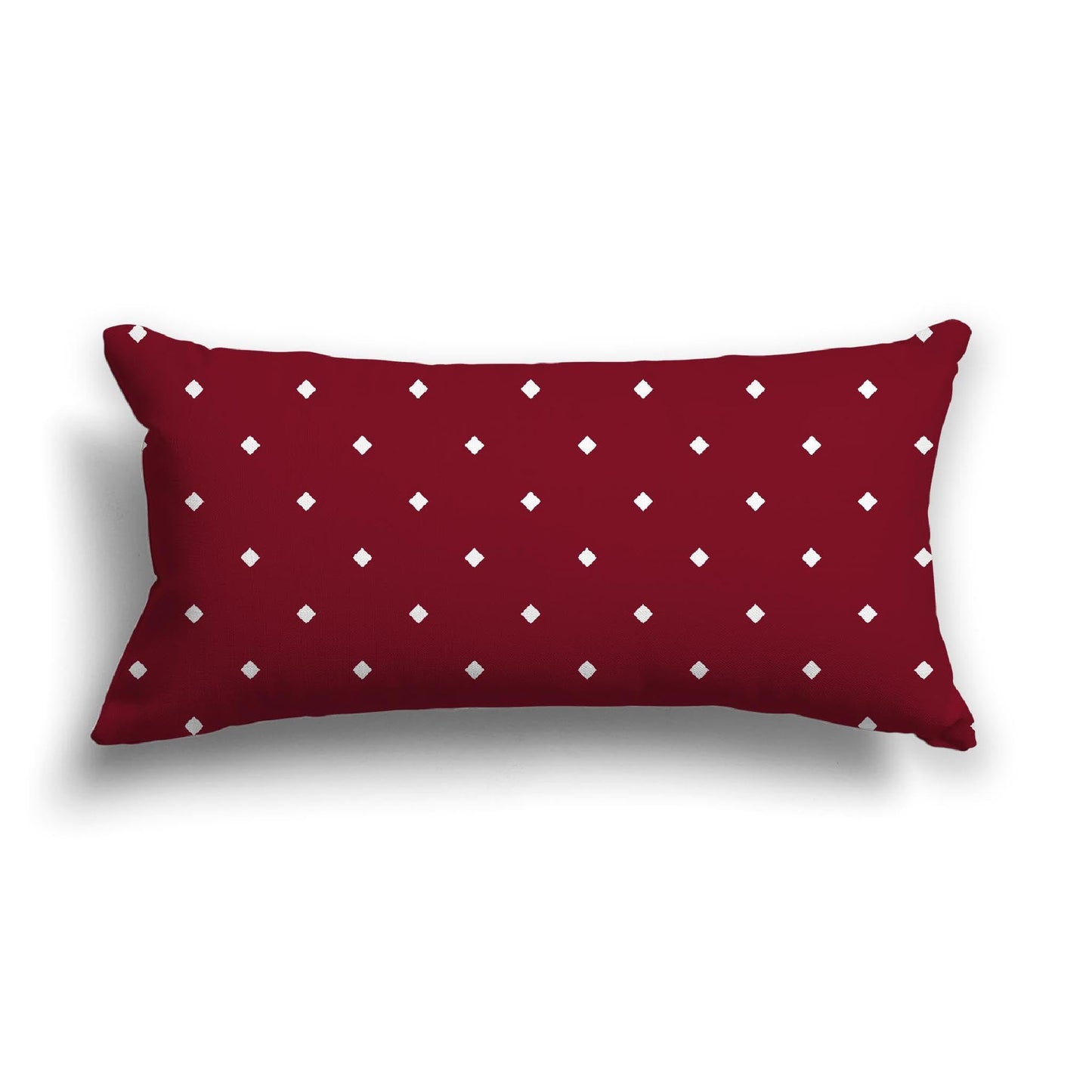Burgundy Red Cotton Canvas Cushion Covers with Off-White Diamonds on Front, CACU-CC-1281-102, 61 x 30 cm, 24 x 12 inches