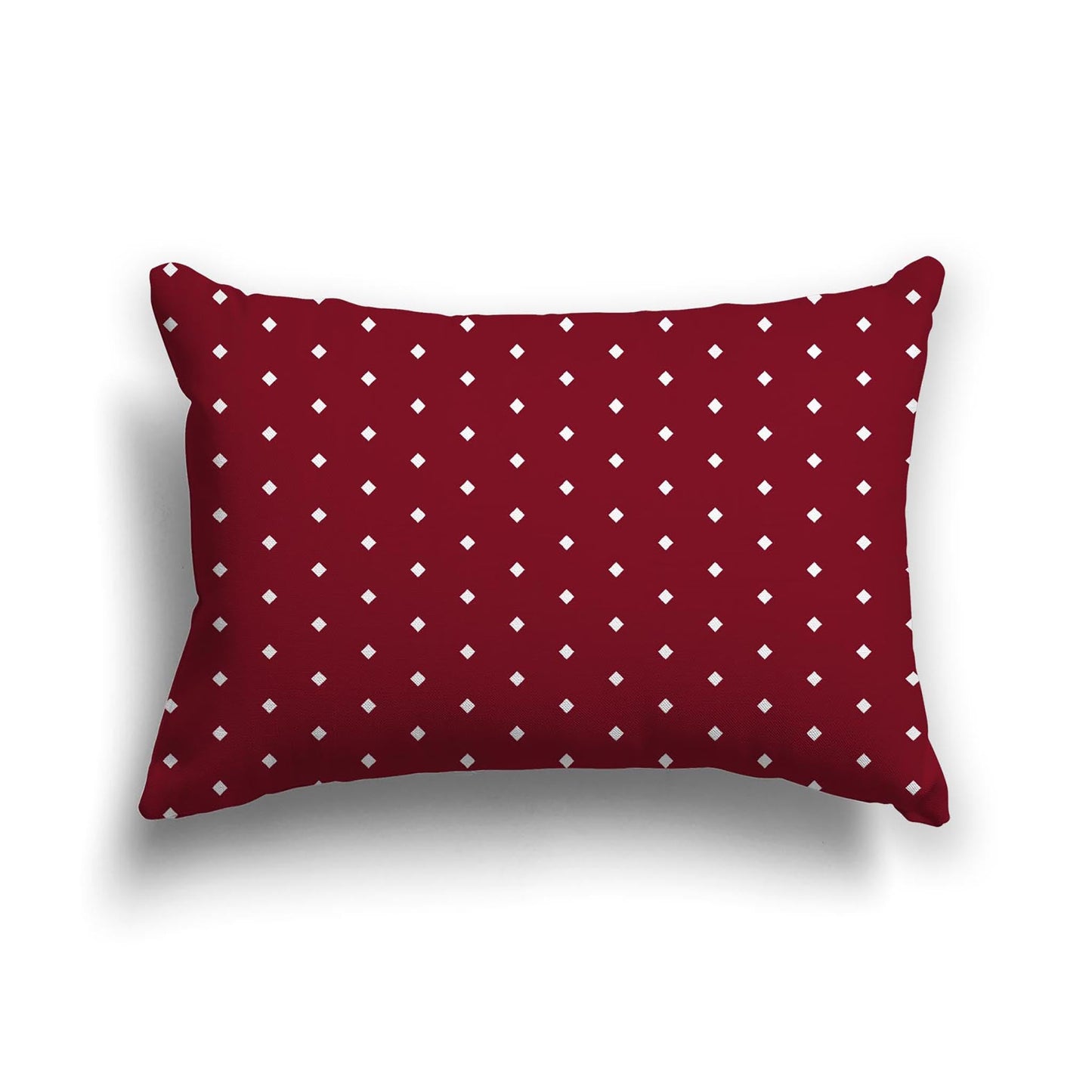 Burgundy Red Cotton Canvas Cushion Covers with Fine Off-White Diamonds on Front, CACU-CC-1281-112, 51 x 36 cm, 20 x 14 inches