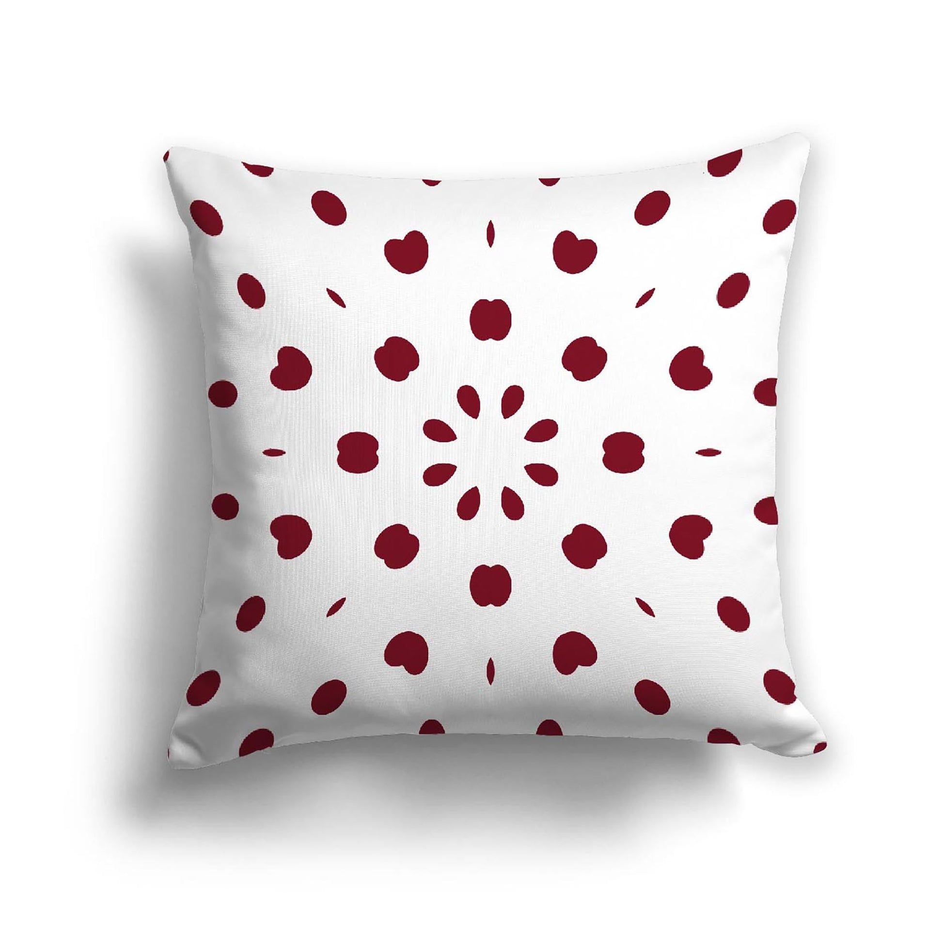 Off-White Cotton Canvas Cushion Covers with Burgundy Red Burst Pattern on Front, CACU-CC-1281-231, 46 x 46 cm, 18 x 18 inches