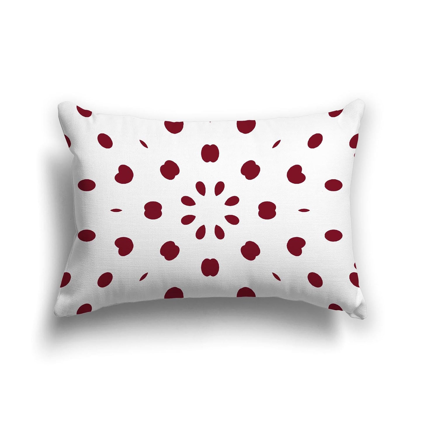 Off-White Cotton Canvas Cushion Covers with Burgundy Red Burst Pattern on Front, CACU-CC-1281-231, 51 x 36 cm, 20 x 14 inches