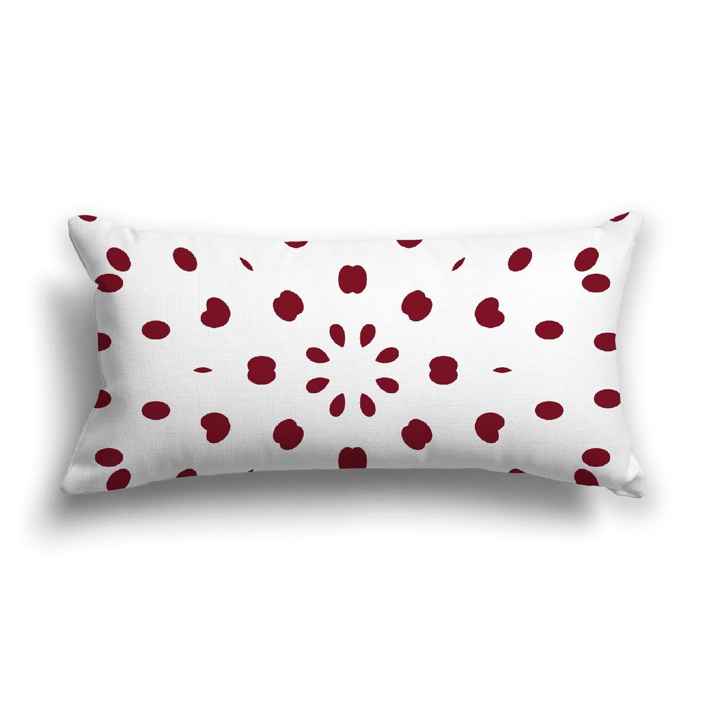 Off-White Cotton Canvas Cushion Covers with Burgundy Red Burst Pattern on Front, CACU-CC-1281-231, 61 x 30 cm, 24 x 12 inches