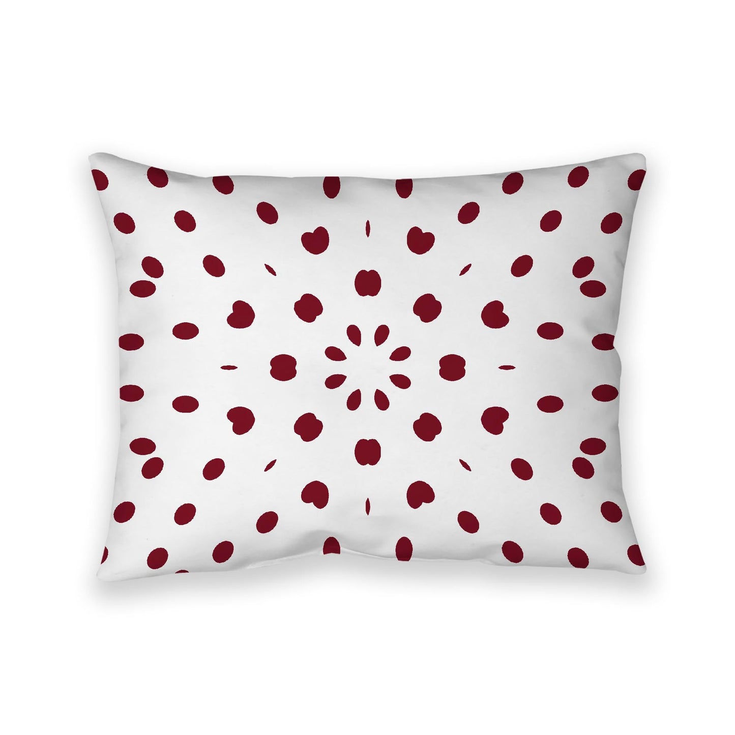 Off-White Cotton Canvas Cushion Covers with Burgundy Red Burst Pattern on Front, CACU-CC-1281-231, 66 x 51 cm, 26 x 20 inches