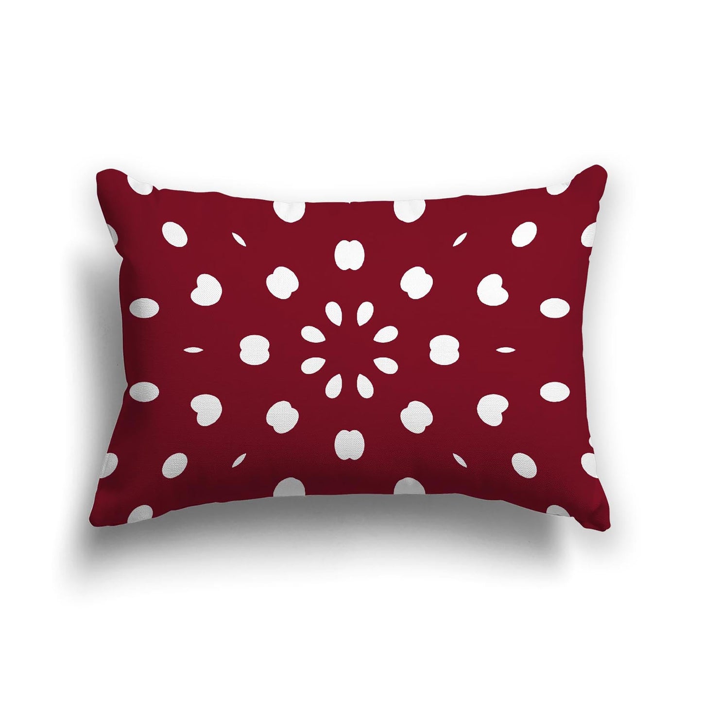 Burgundy Red Cotton Canvas Cushion Covers with Off-White Burst Pattern on Front, CACU-CC-1281-232, 51 x 36 cm, 20 x 14 inches