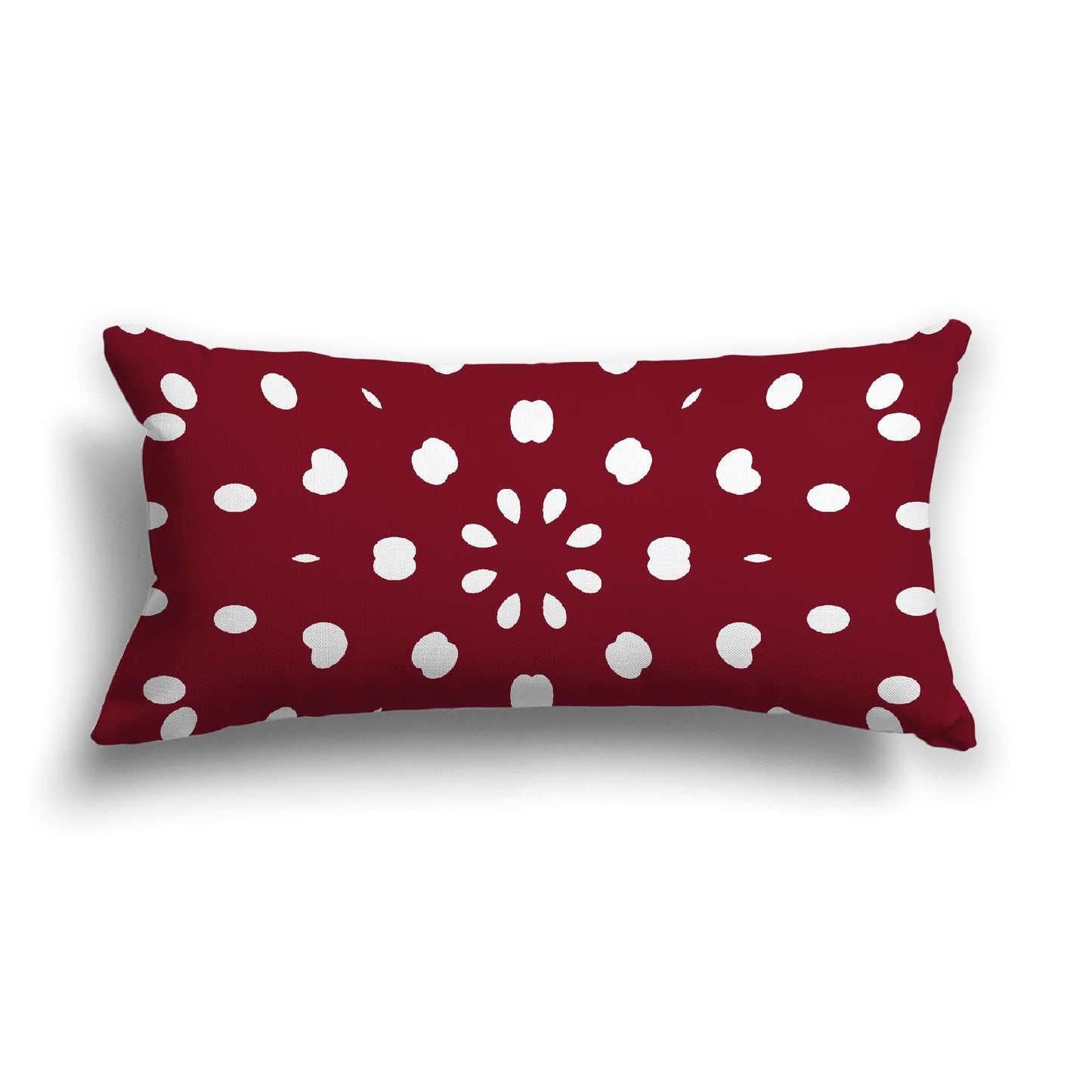 Burgundy Red Cotton Canvas Cushion Covers with Off-White Burst Pattern on Front, CACU-CC-1281-232, 61 x 30 cm, 24 x 12 inches